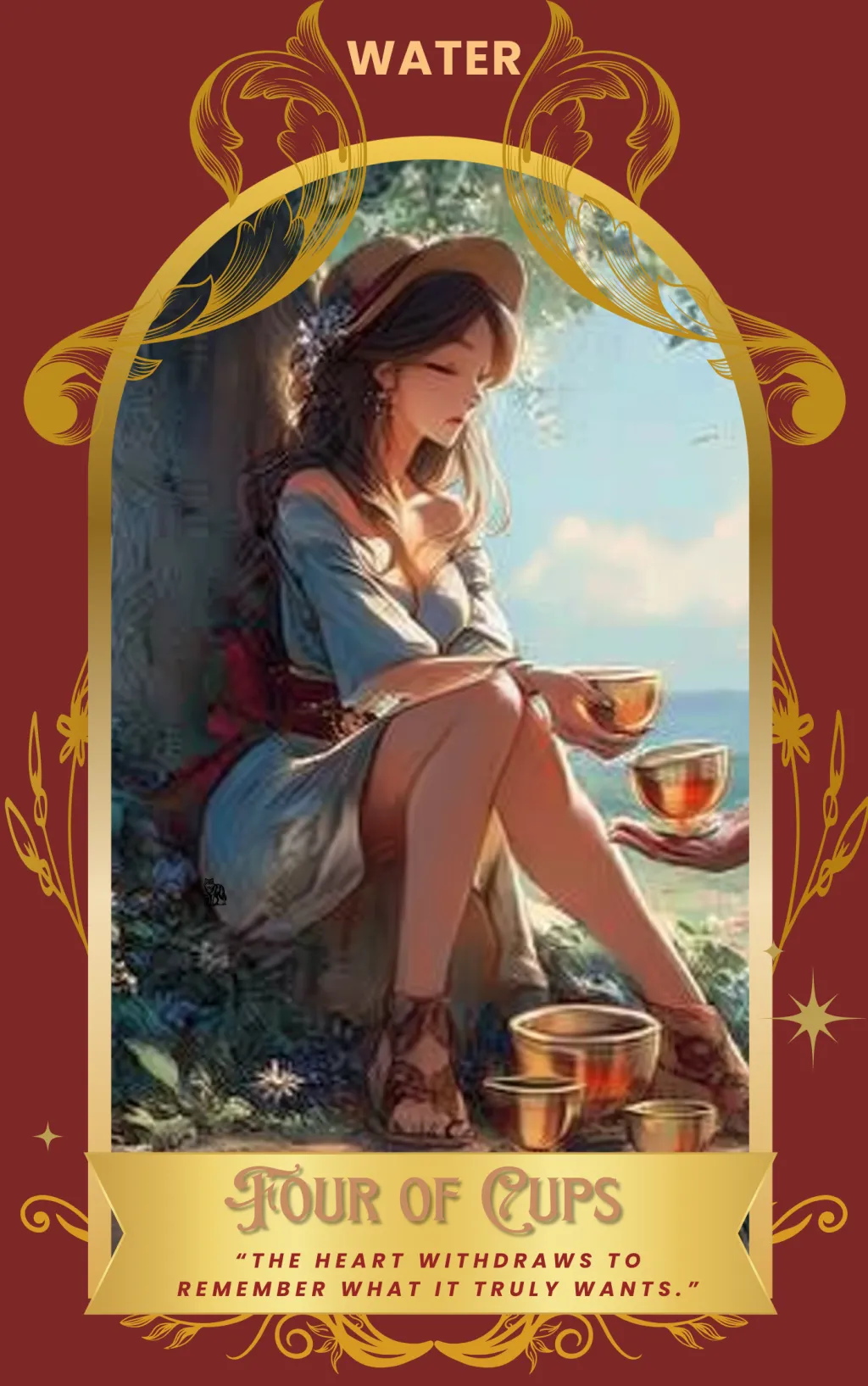 Four of Cups card art