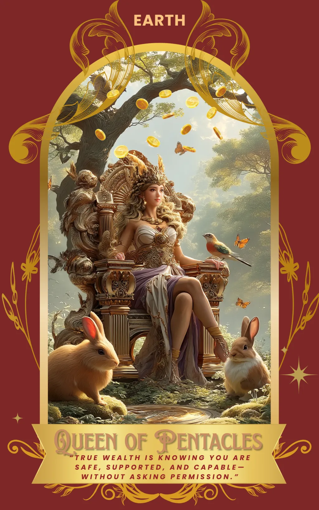 Queen of Pentacles card art