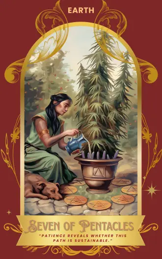Seven of Pentacles card art
