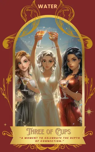 Three of Cups card art