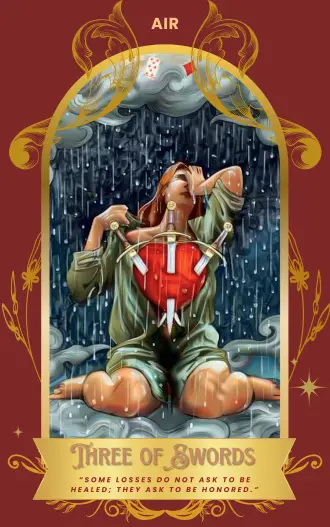 Three of Swords card art