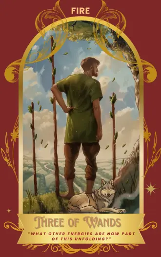 Three of Wands card art