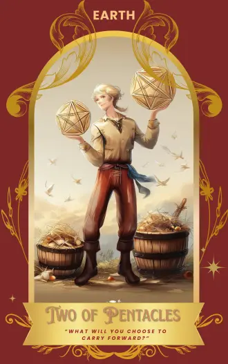 Two of Pentacles card art